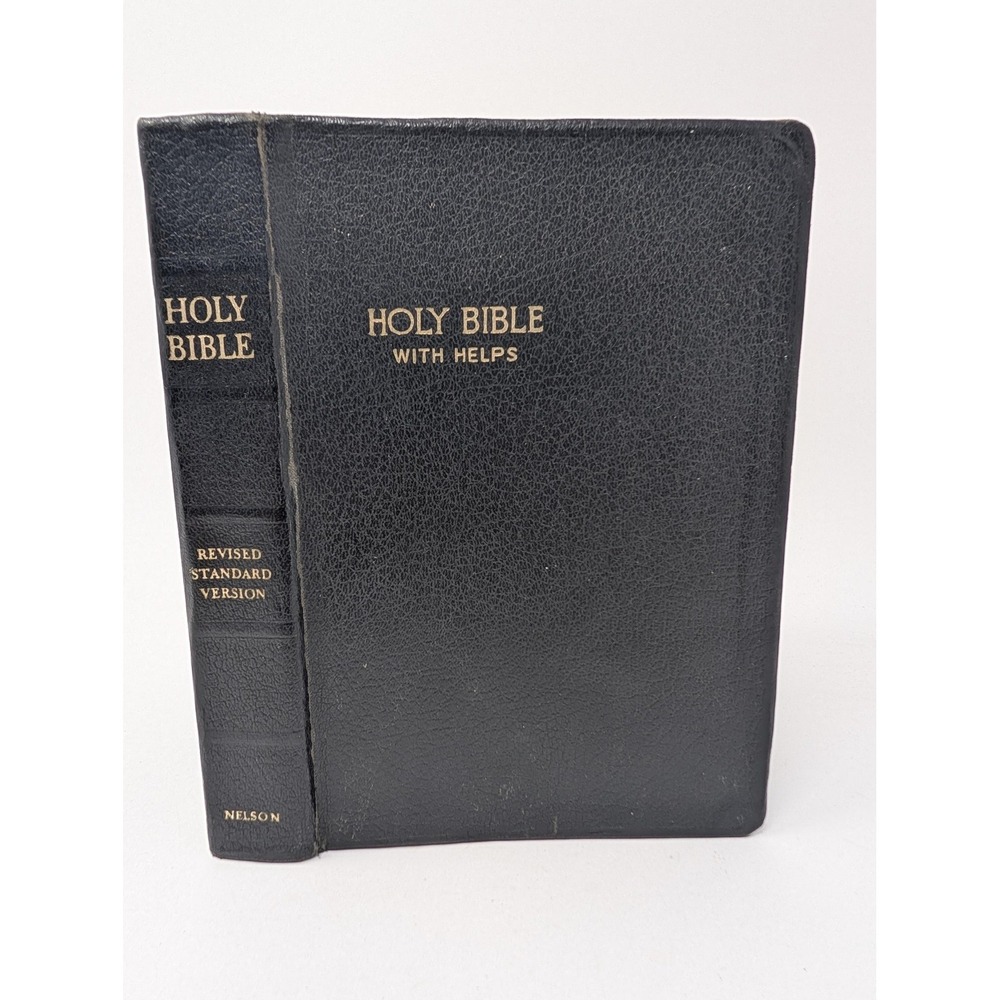 Vintage 1952 Holy Bible Revised Standard Version With Helps Black Leather Nelson